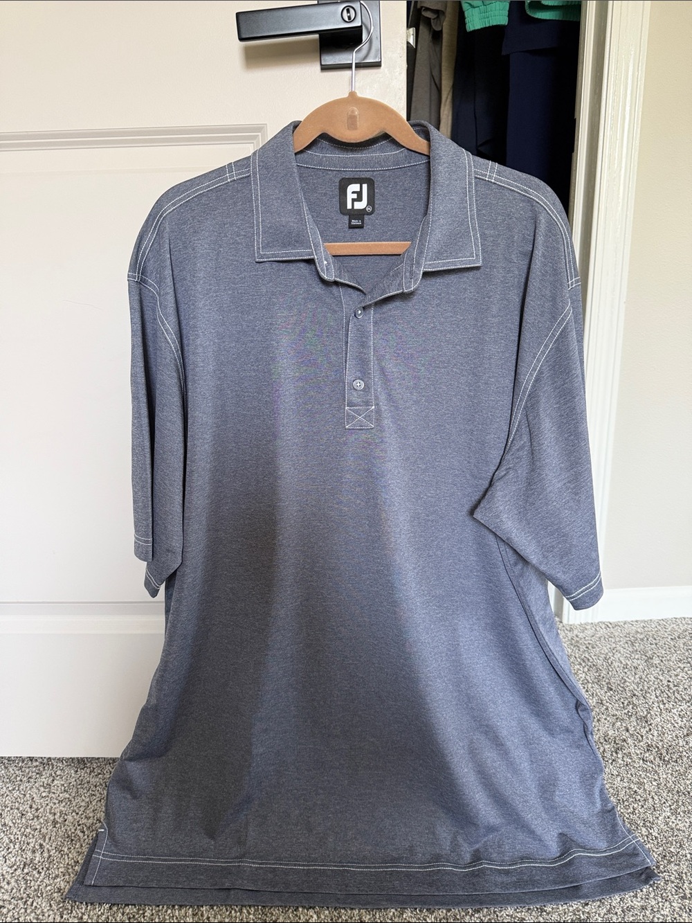 FootJoy Men's Heather Gray Polo with Contrast Stitching